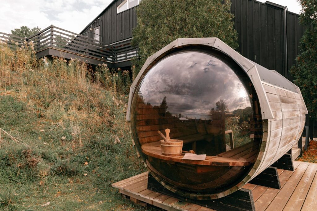 Barrel Sauna with Glass Wall